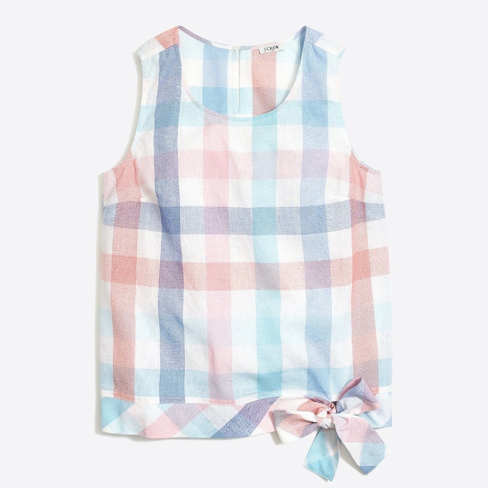 J.Crew Factory Gingham Side Tie Shell - image 1
